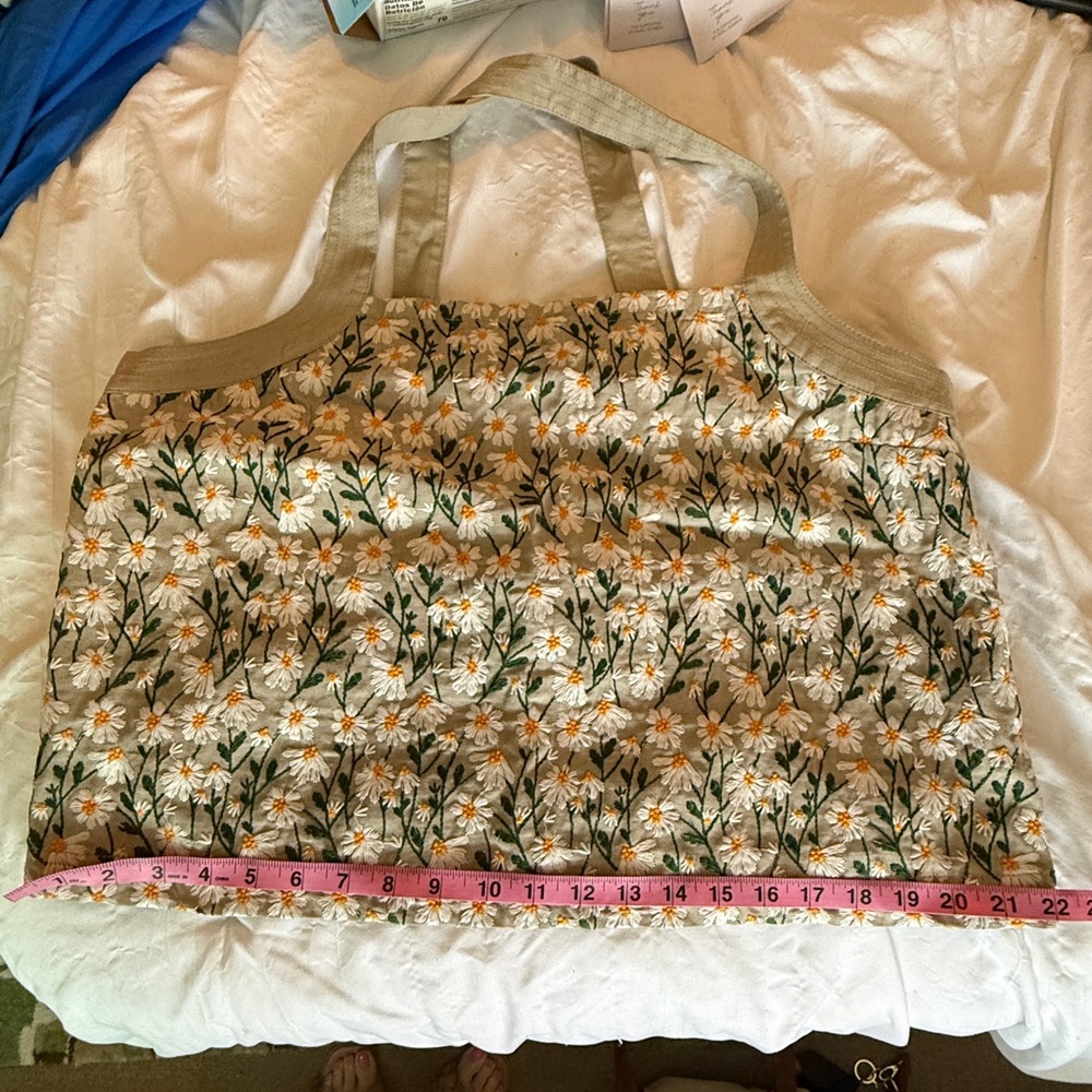 🐝 NWOT Anthropologie Maeve Embroidered Daisy Floral Side Zip Lined Tank Top XL - Picture 7 of 9